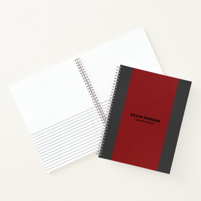 Red and grey faux leather notebook (Inside)