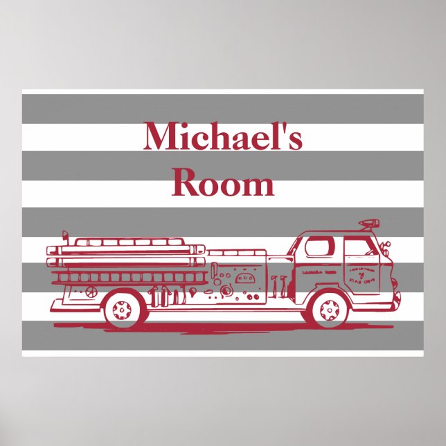 Red and Grey Fire truck custom Poster (Front)