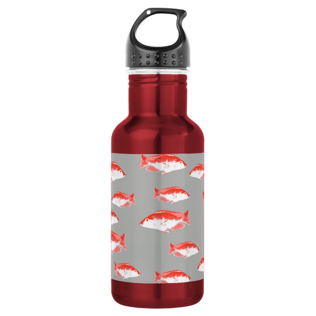 Red and grey fish 532 ml water bottle (Front)