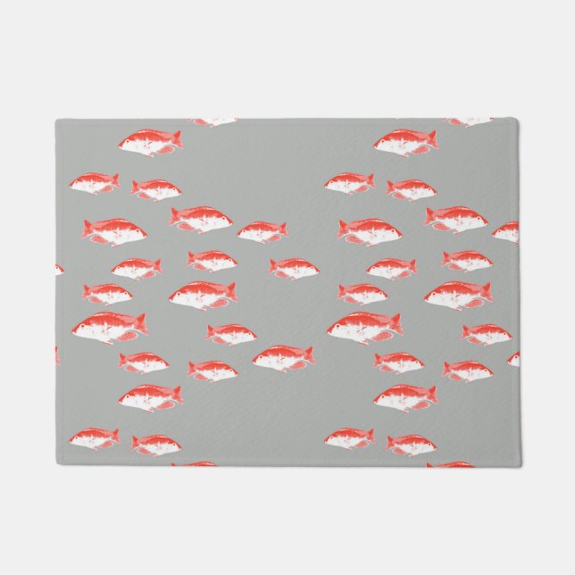 Red and grey fish doormat (Front)