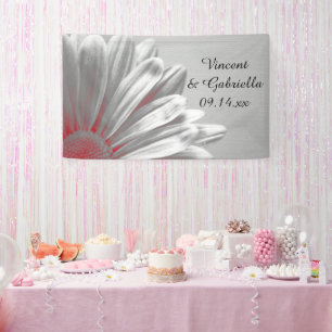 Red and Grey Floral Highlights Wedding Banner