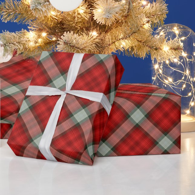 Red and Grey Plaid Christmas Pattern Wrapping Paper (Holidays)