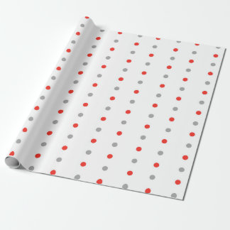 Red and Grey Polka Dot Pattern Wrapping Paper