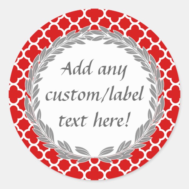 Red and Grey Pretty Custom Canning Jar Craft Label (Front)