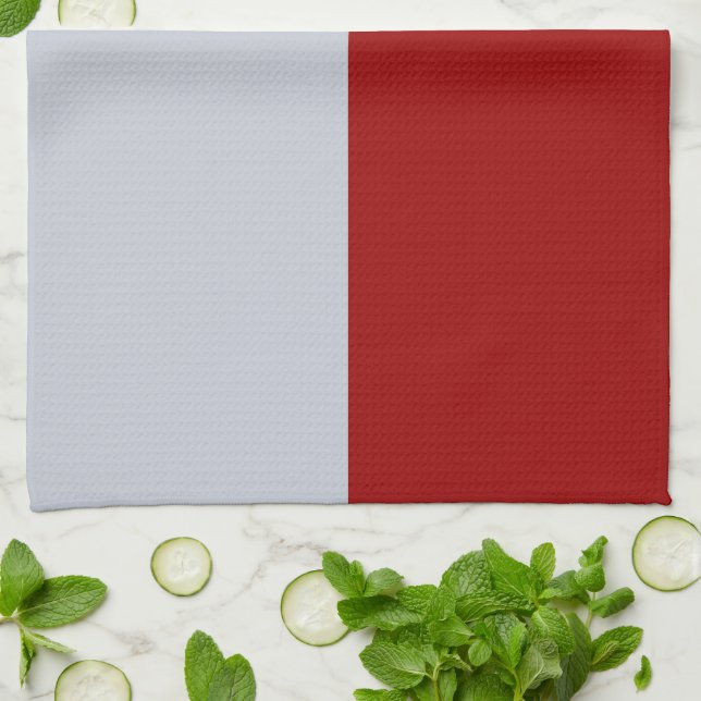 Red and Grey Rectangles Tea Towel (Folded)