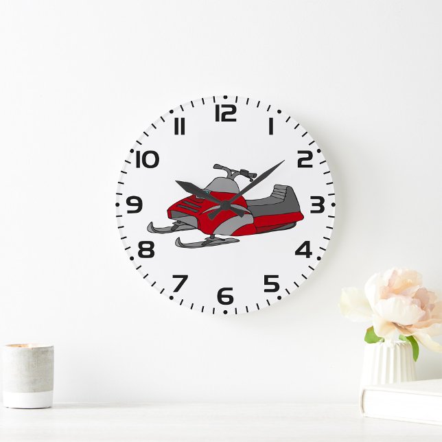 Red and Grey Snowmobile Large Clock (Creator Uploaded)