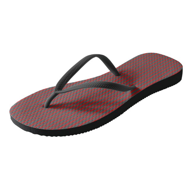 Red and Grey Stripes Flip Flops (Angled)