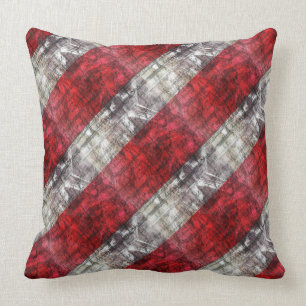 Red And Grey Textured Stripes Cushion