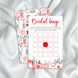 Red and Grey Watercolor Flowers bridal shower bing