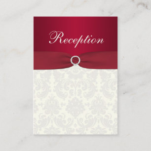 Red and Ivory Damask Enclosure Card