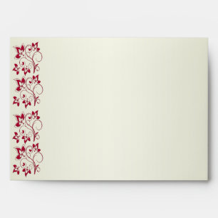 Red and Ivory Floral Envelope for 5"x7" Size Items