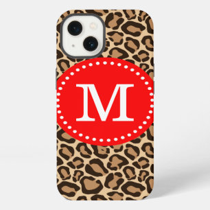 Red and Leopard Print Custom Monogram iPhone 13 Case