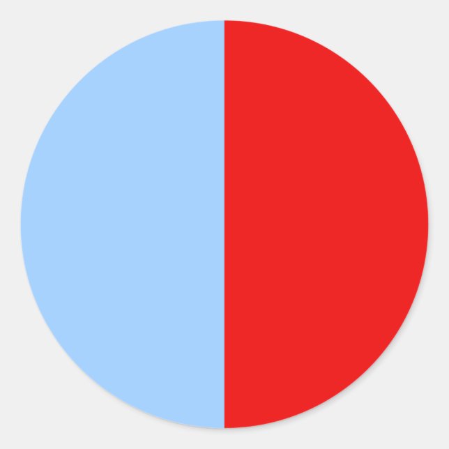 Red and Light Blue Colour Block Classic Round Sticker (Front)