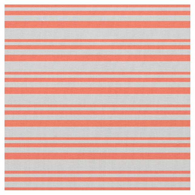 Red and Light Grey Striped/Lined Pattern Fabric (Close Up)