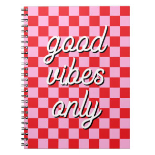 Red and Light Pink Checkered Notebook