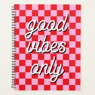 Red and Light Pink Checkered Planner