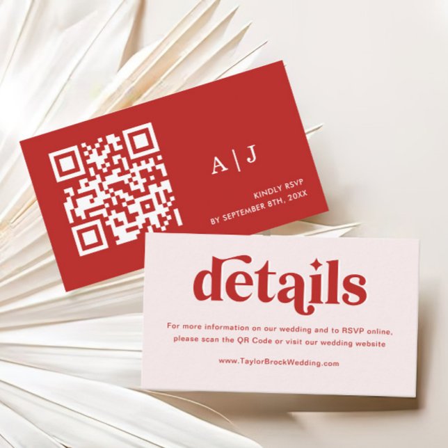 Red and Light Pink Wedding Website Enclosure Card (Creator Uploaded)