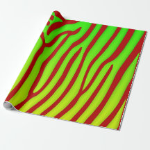 Red and Lime Zebra Stripes Animal Print