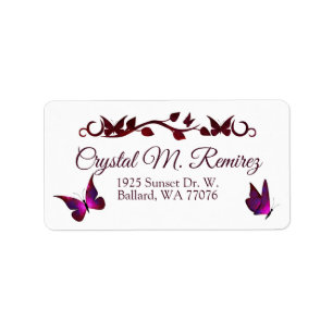 Red and Magenta Butterflies Address Labels