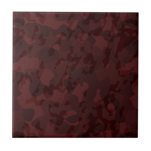 Red and Maroon Camo abstract Tile (Front)