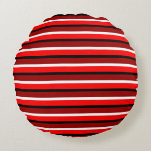 Red And Maroon Red Stripes Pattern Design Round Cushion