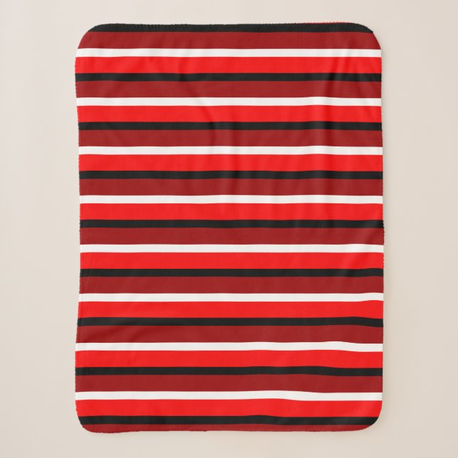 Red And Maroon Red Stripes Pattern Design Sherpa Blanket (Front)
