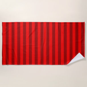 Red and Maroon Stripes Design Beach Towel