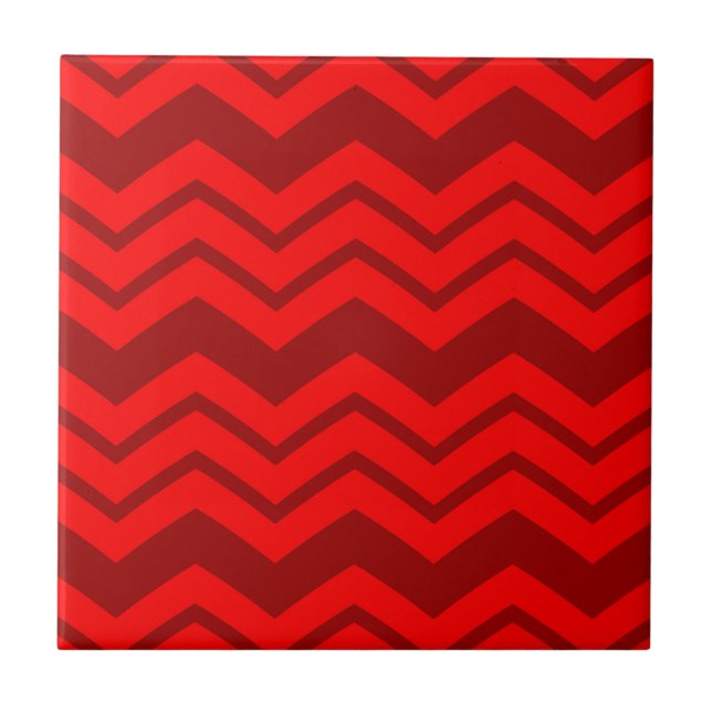 Red and Maroon Zigzag Chevron Design  Tile (Front)