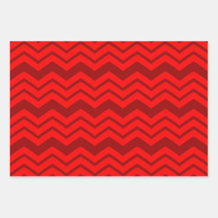 Red and Maroon Zigzag Chevron Design Wrapping Paper Sheet