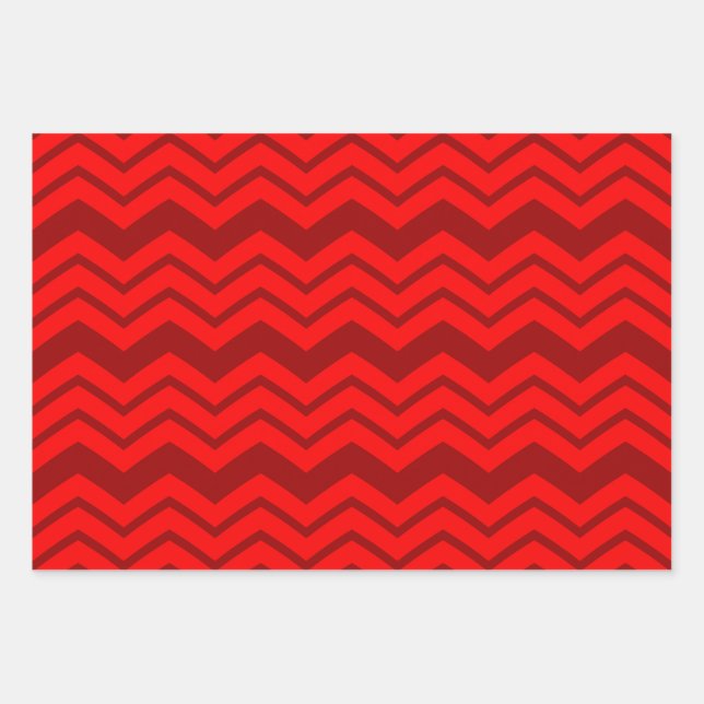 Red and Maroon Zigzag Chevron Design  Wrapping Paper Sheet (Front)