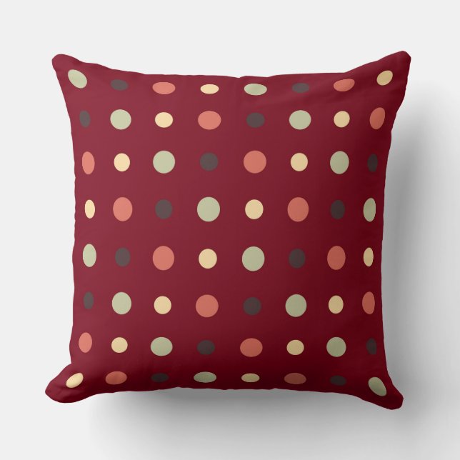 Red and Mauve Dots Cushion (Front)