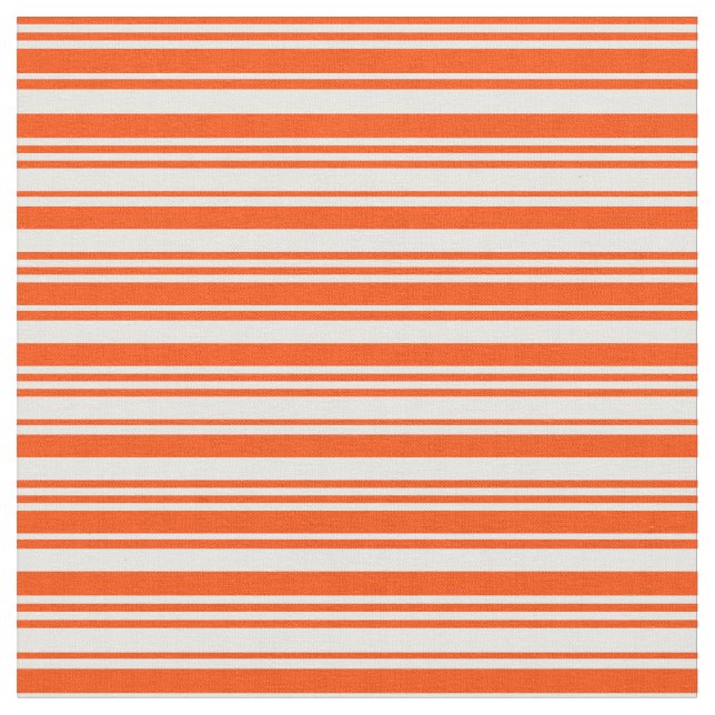 Red and Mint Cream Coloured Lined/Striped Pattern Fabric (Close Up)