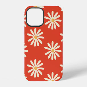 red and mustard 1970's groovy vintage retro floral iPhone 12 case