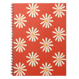 red and mustard 1970's groovy vintage retro floral notebook
