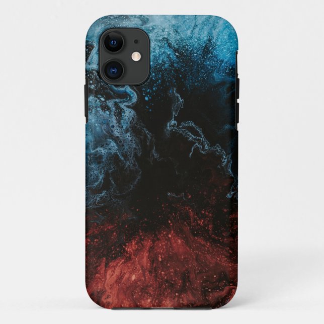Red and navy abstract painting iphone cases (Back)