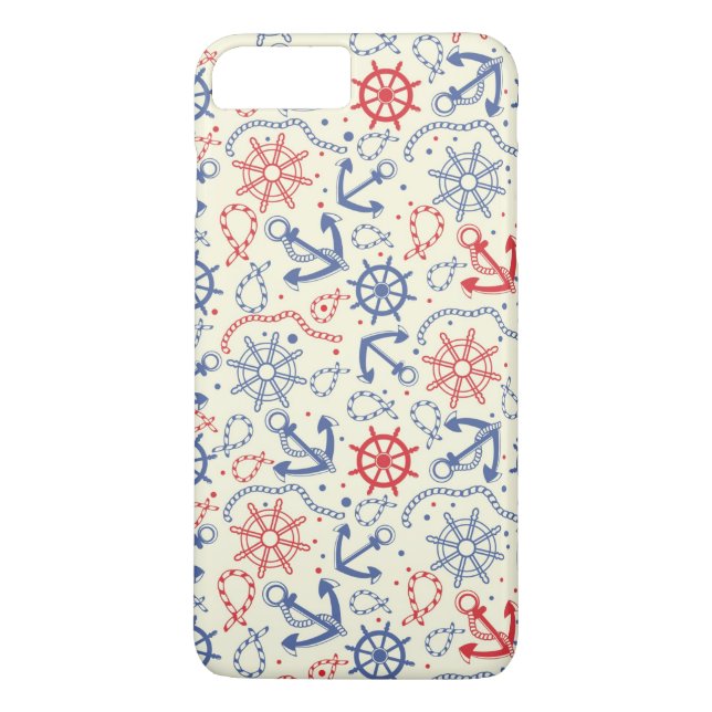 Red and navy background with anchor Case-Mate iPhone case (Back)