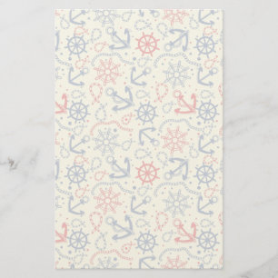 Red and navy background with anchor stationery