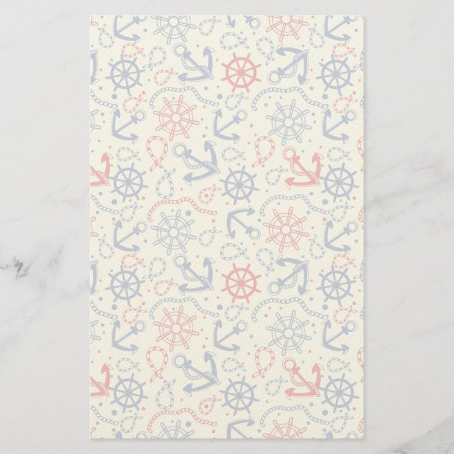 Red and navy background with anchor stationery (Front)