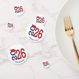 Red and Navy Blue 2026 Graduation  Confetti