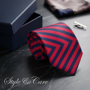Red and Navy Blue Striped Formal Tie