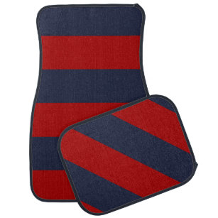 Red and Navy Blue Stripes Car Mat