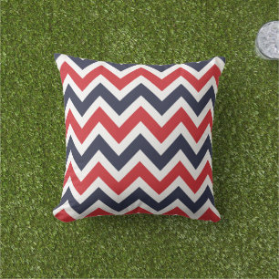 Red and Navy Chevron Cushion