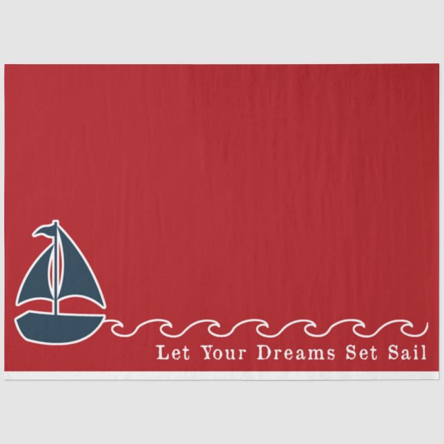 Red and Navy Nautical Series Design 3 Tissue Paper (Front)