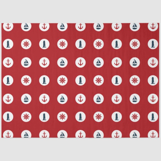 Red and Navy Nautical Series Design 8 Tissue Paper (Front)