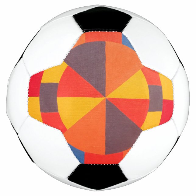 Red and Orange Abstract Bullseye Soccer Ball (Front)