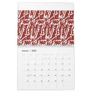 Red and orange abstract shapes blend and overlap a calendar
