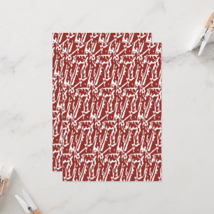 Red and orange abstract shapes blend and overlap a invitation