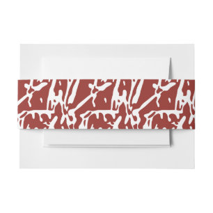 Red and orange abstract shapes blend and overlap a invitation belly band