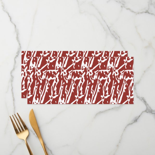 Red and orange abstract shapes blend and overlap a menu (Front/Back In Situ)