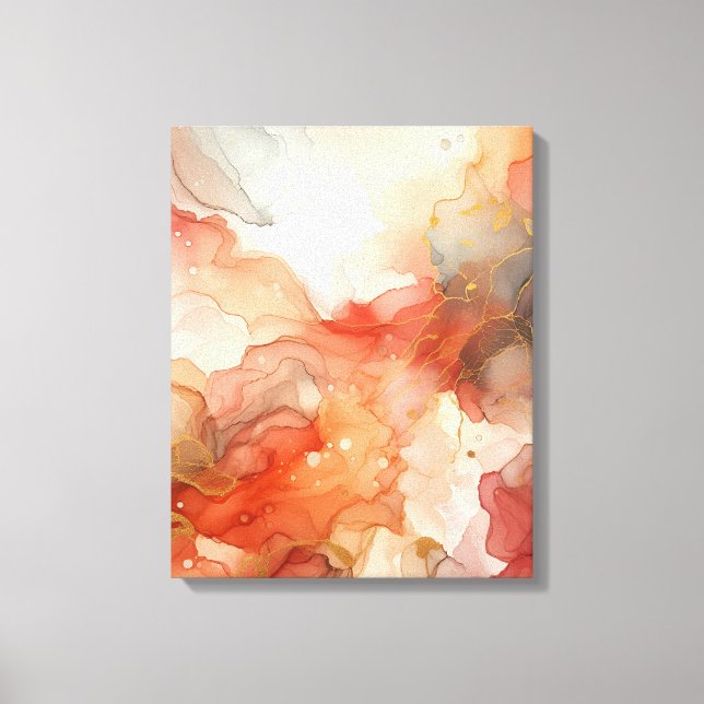 Red and orange alcohol ink canvas print (Front)